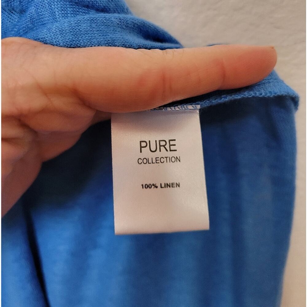 🚨NEW PURE COLLECTION Luxury Linen Maxi Dress In Marine Blue Summer Beach Sz 4 - Picture 7 of 8